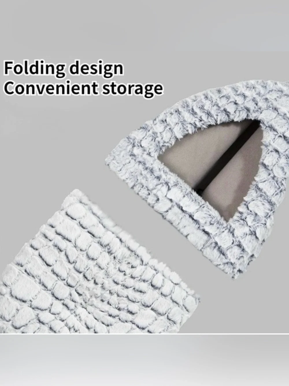 Plush Gray Pet Cat Cave Bed with Easter Toy Basket